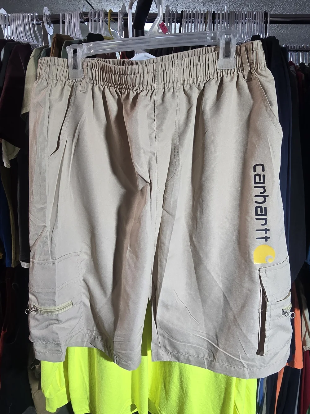 3xl Carhartt Beige Cargo Shorts with Logo Detail